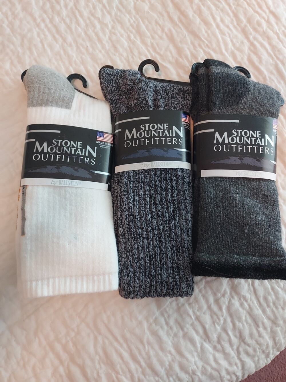 Stone Mountain Socks Men size Large Lot Of 3 Thermal + Rags + stretch assortment